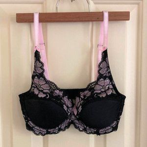 Adore Me black & pink lace balconnet bra, 30DD